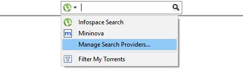 µTorrent search box expanded